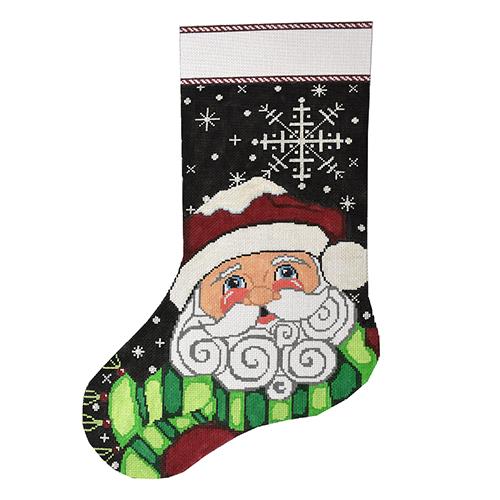 Snowflake Santa Stocking Painted Canvas The Meredith Collection  - 1