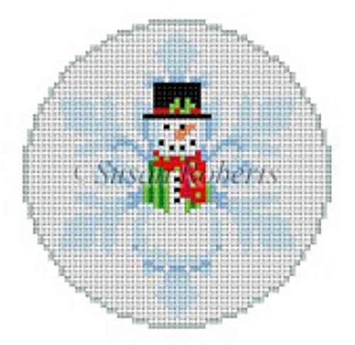 Snowflake Snowman Ornament Painted Canvas Susan Roberts Needlepoint Designs, Inc. 
