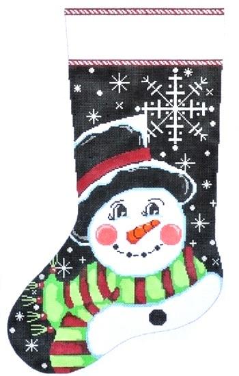 Snowflake Snowman Stocking Painted Canvas The Meredith Collection  - 1