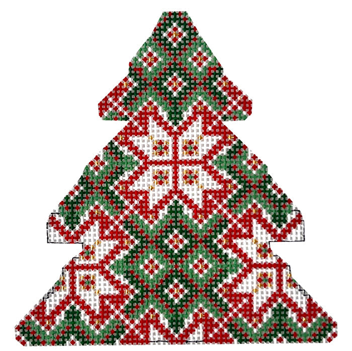 Snowflake Tree Ornament with Stitch Guide Painted Canvas Wipstitch Needleworks 