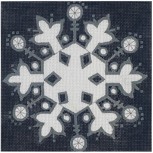 Snowflake with Decorative Buttons Painted Canvas ditto! Needle Point Works 
