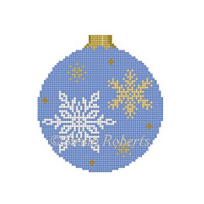 Snowflakes 3" Round Painted Canvas Susan Roberts Needlepoint Designs Inc.  - 1