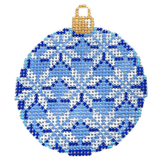 Snowflakes on Blue Mini Ball Ornament Painted Canvas Associated Talents 