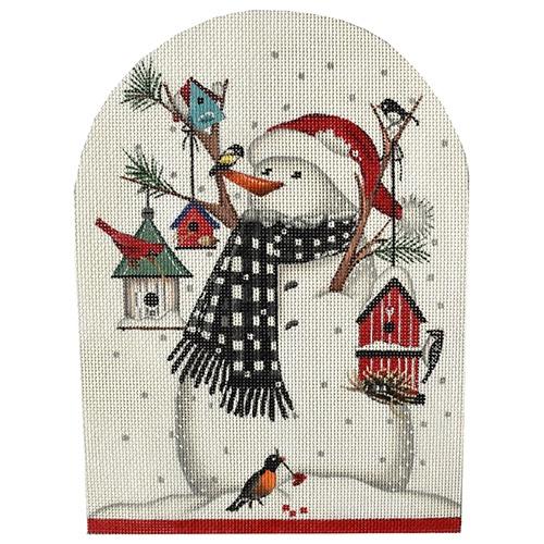 Snowman and Birdhouses Painted Canvas Melissa Shirley Designs 