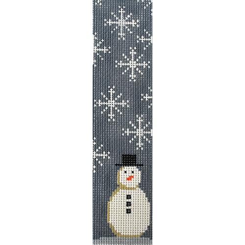 Snowman and Snowflakes Bookmark on 13 Painted Canvas J. Child Designs 