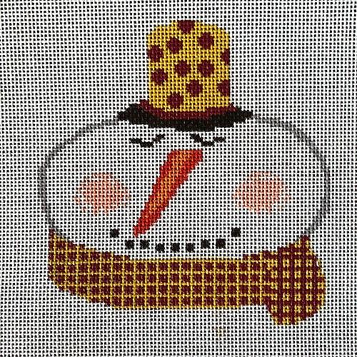 Snowman Cardinal Gold Painted Canvas A Stitch in Time  - 1