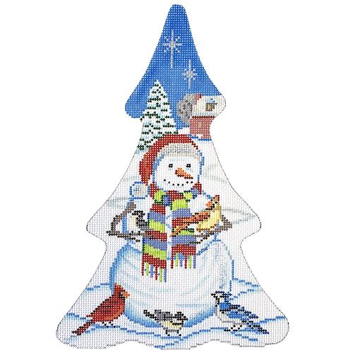 Snowman Christmas Tree Shape Painted Canvas Alice Peterson Company 