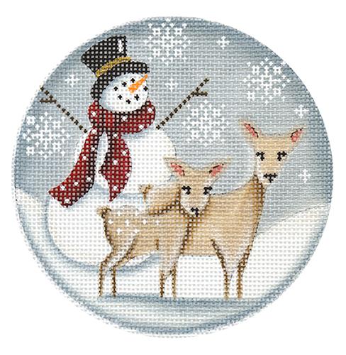 Snowman Deer Ornament Painted Canvas Rebecca Wood Designs 