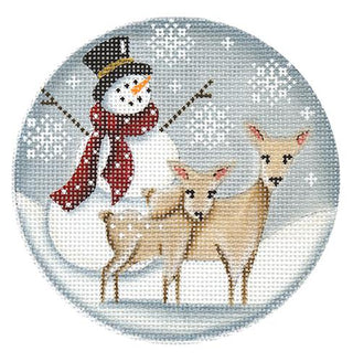Snowman Deer Ornament Painted Canvas Rebecca Wood Designs 
