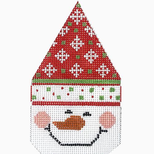 Snowman Face   Hat with Snowflakes Painted Canvas Danji Designs  - 1