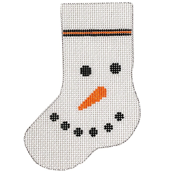 Snowman Face Mini Stocking Painted Canvas J. Child Designs  - 1