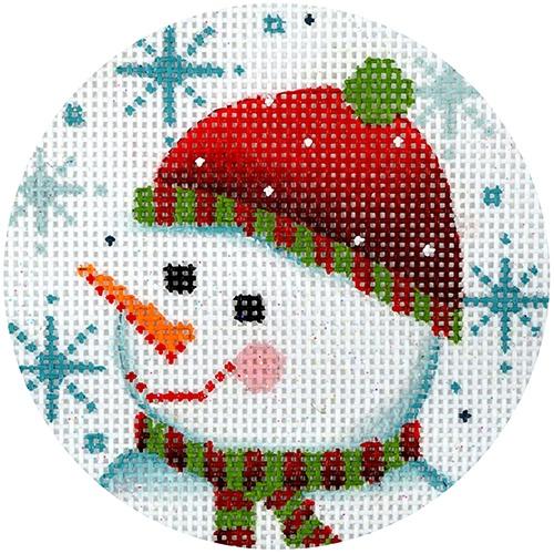 Snowman Face & Snowflakes Painted Canvas Alice Peterson 