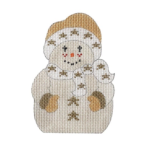 Snowman Gold Stars Painted Canvas All About Stitching/The Collection Design  - 1
