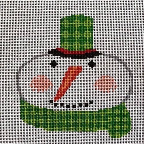 Snowman Green Diamond Painted Canvas A Stitch in Time  - 1