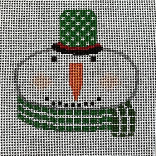 Snowman Green White Check Painted Canvas A Stitch in Time 