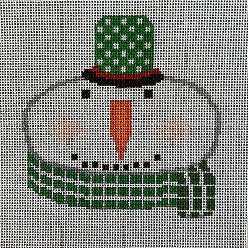 Snowman Green White Check Painted Canvas A Stitch in Time  - 1