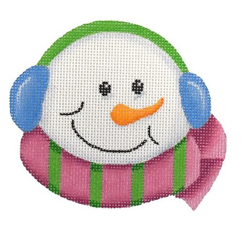 Snowman Head   Pink Painted Canvas Pepperberry Designs  - 1