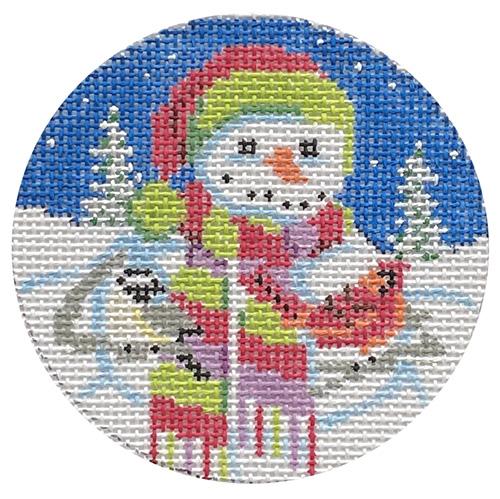 Snowman in Scarf Painted Canvas Alice Peterson Company 