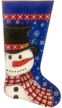 Snowman in Scarf Stocking Painted Canvas Alice Peterson 
