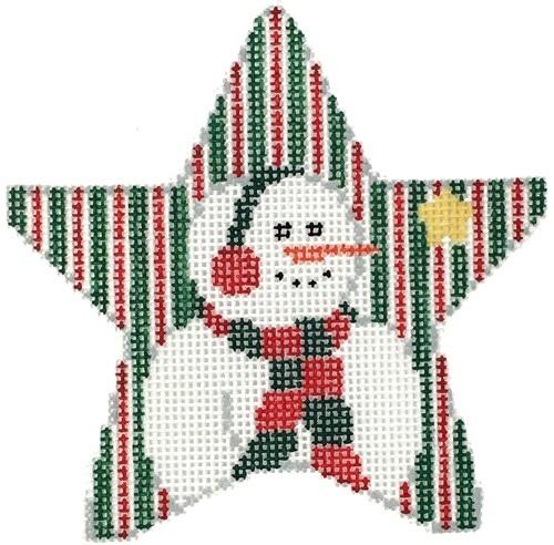 Snowman in Stripes Star Painted Canvas Kathy Schenkel Designs 