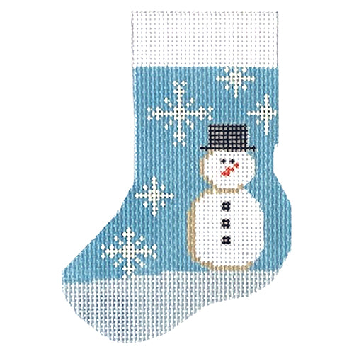 Snowman Mini Stocking 13 mesh Painted Canvas J. Child Designs  - 1