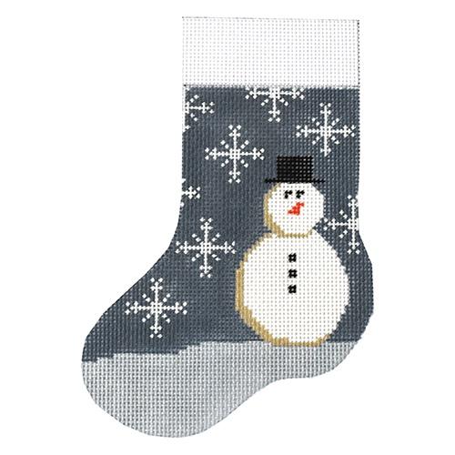 Snowman Mini Stocking Painted Canvas J. Child Designs  - 1
