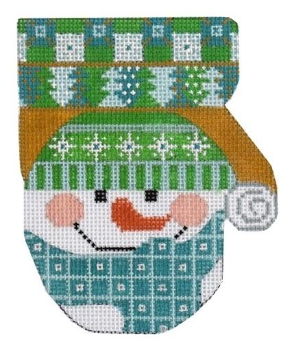 Snowman Mitten Painted Canvas Danji Designs  - 1