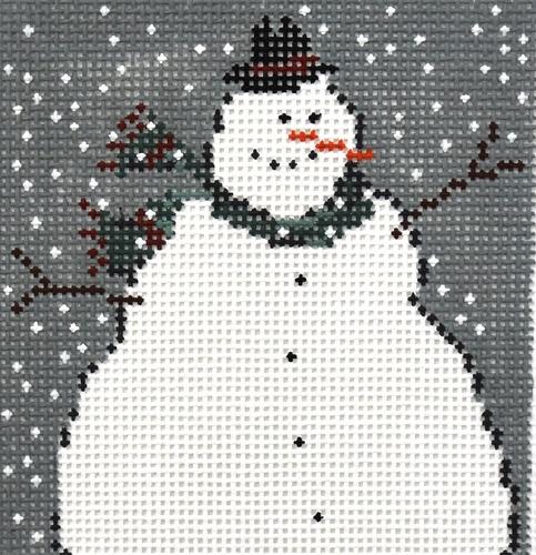 Snowman on Gray Painted Canvas Warren Kimble 

