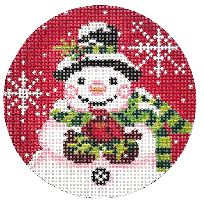 Snowman on Red Painted Canvas Alice Peterson Company 