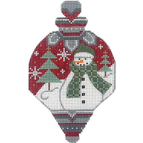 Snowman Ornament 4 - Ruby & Sage Painted Canvas Danji Designs 