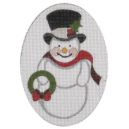 Snowman Oval Painted Canvas Raymond Crawford Designs 