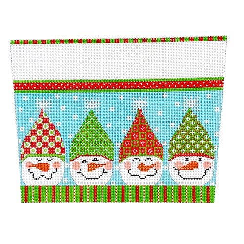 Snowman Stocking Cuff CH Painted Canvas Danji Designs  - 1