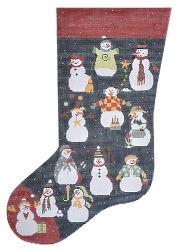 Snowman Stocking Painted Canvas Pippin 