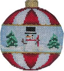 Snowman / Trees Ball Ornament Painted Canvas Associated Talents 
