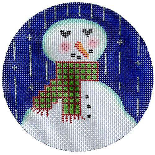 Snowman With a Heart - Red/Green Scarf Painted Canvas All About Stitching/The Collection Design 