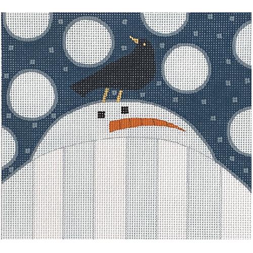 Snowman with Bird on Head Painted Canvas ditto! Needle Point Works 