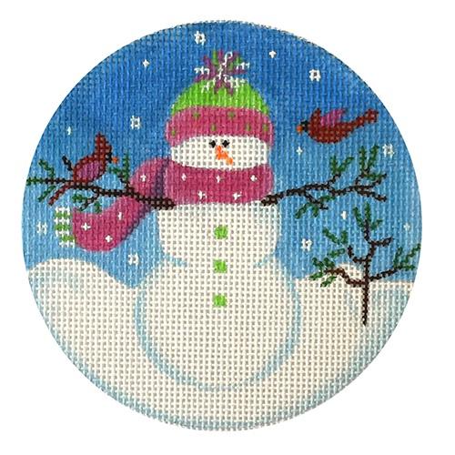 Snowman with Birds Painted Canvas Pepperberry Designs 