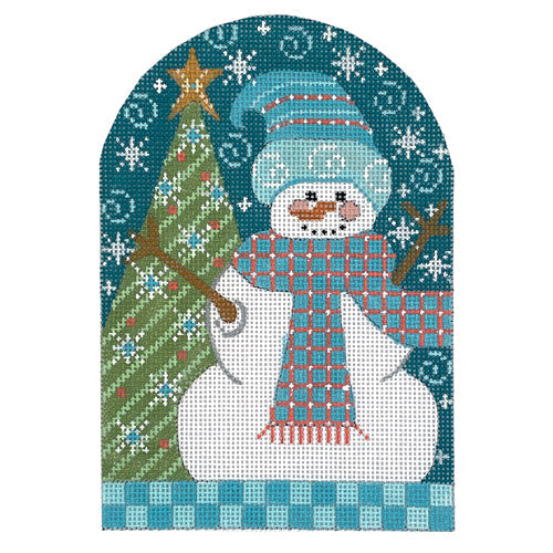 Snowman with Blue Scarf Stand Up Painted Canvas Danji Designs 