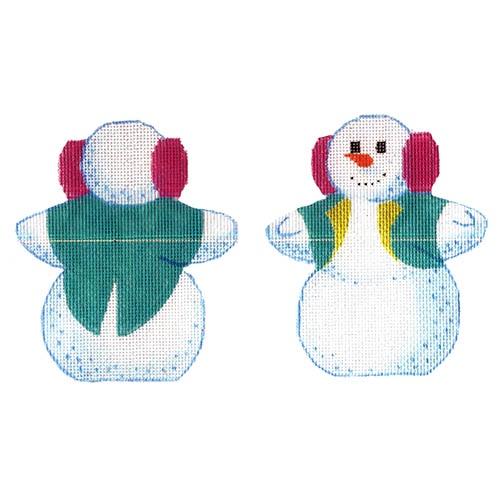 Snowman with Ear Muffs Painted Canvas Labors of Love Needlepoint 