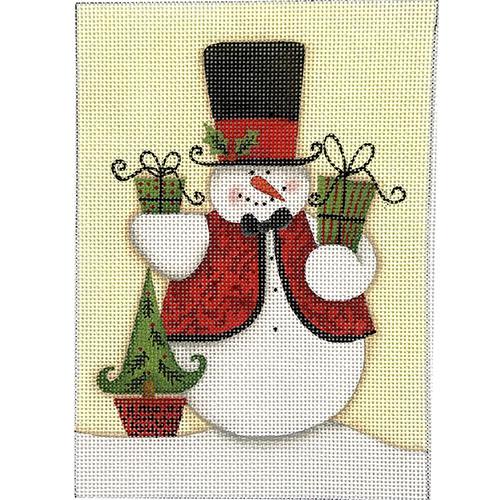Snowman with Red Vest Painted Canvas painted  - 1