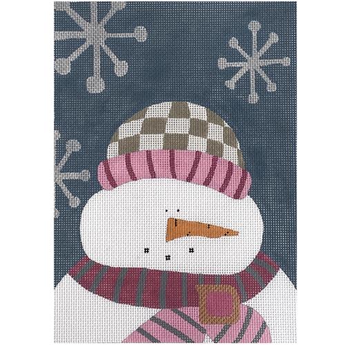 Snowman with Striped Scarf Painted Canvas ditto! Needle Point Works 

