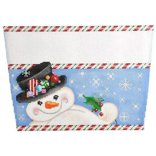 Snowman with Top Hat Stocking Cuff Painted Canvas Associated Talents 
