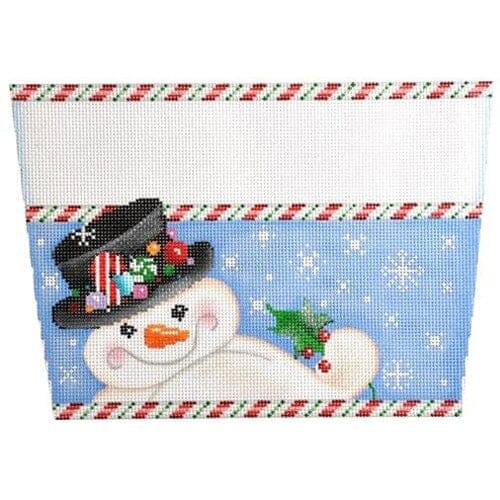 Snowman with Top Hat Stocking Cuff Painted Canvas Associated Talents 
