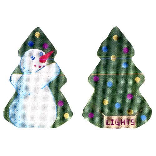 Snowman with Tree Painted Canvas Labors of Love Needlepoint  - 1