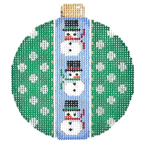 Snowman/Dots Ball Ornament Painted Canvas Associated Talents 