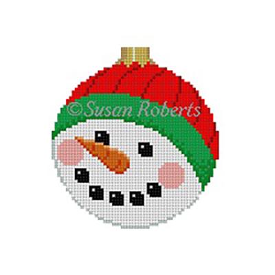 Snowman's Face Round Painted Canvas Susan Roberts Needlepoint Designs Inc. 