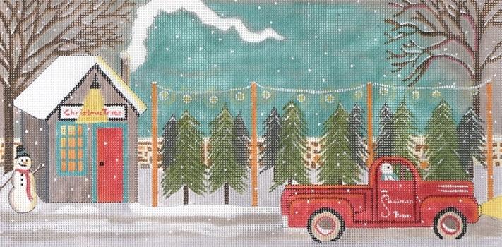 Snowman's Tree Stand Painted Canvas Painted Pony Designs  - 1