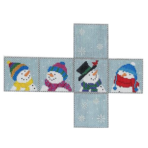 Snowmen Cube Ornament Painted Canvas Susan Roberts Needlepoint Designs Inc. 
