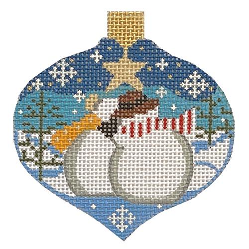 Snowmen Ornament Painted Canvas Danji Designs  - 1