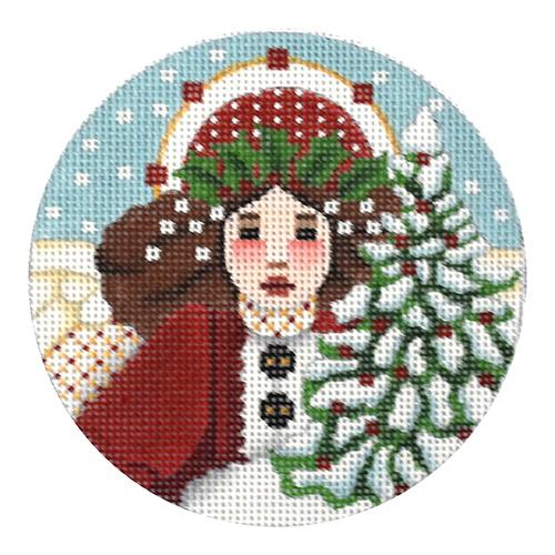 Snowy Red Angel Ornament Painted Canvas Melissa Shirley Designs  - 1